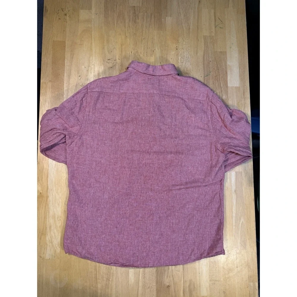 Banana Republic Untucked Linen Cotton Shirt Men's L Red Heather Button Front
